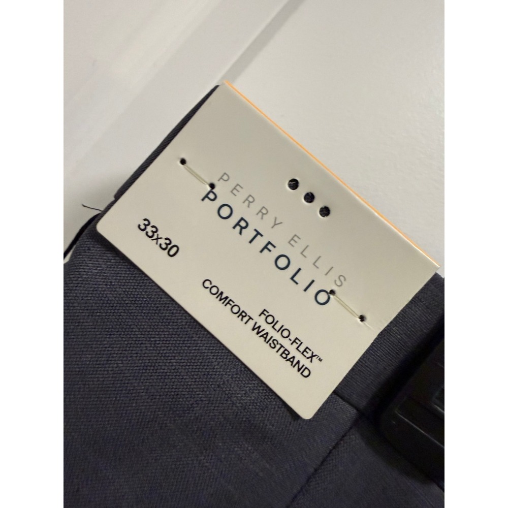 Perry Ellis Portfolio Modern Fit Dress Pants 33x30 Charcoal Gray Folio-Flex NEW - Picture 7 of 7